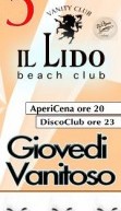 GIOVEDI VANITOSO – LIDO BEACH CLUB – GIOVEDI 5 LUGLIO