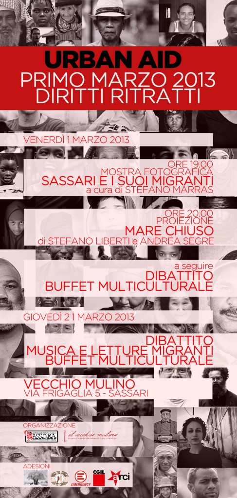 Locandina_Venerd+¼ 1 Marzo Primo Marzo 2013 - Diritti Ritratti al VECCHIO MULINO di SASSARI