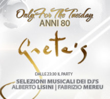 <!--:it-->ONLY FOR THE TUESDAY ANNI 80 – GRETA’S – CAGLIARI – MARTEDI 30 APRILE<!--:--><!--:en-->ONLY FOR THE TUESDAY 80’S – GRETA’S – CAGLIARI – TUESDAY AVRIL 30<!--:-->